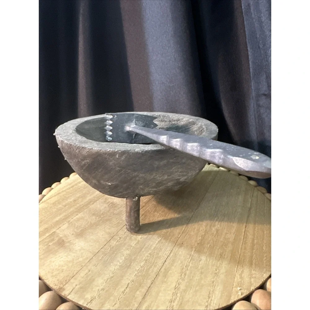 Vintage Rustic wooden Mortar And Pestle Medicine Bowl